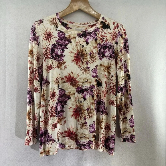 Chico's Women’s Touch Of Cool Wild Floral Layering Tee Jersey Knit Size 3‎ (XL) - Picture 1 of 5
